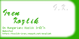 iren kozlik business card